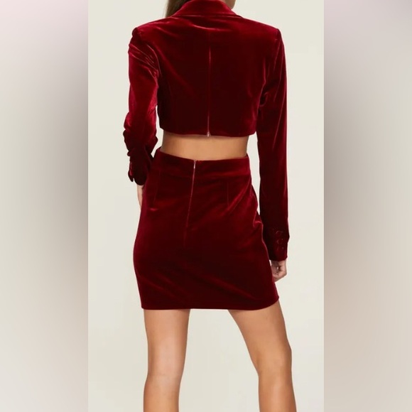 Nicholas Red Wine Velvet Dress w/ Side Cut Outs - Size & - Picture 3 of 11